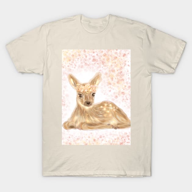 Cute Flower Deer T-Shirt by nanaan.art